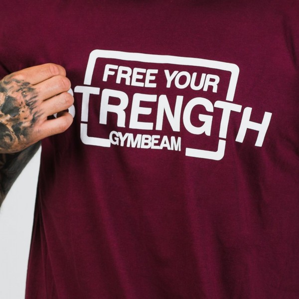 Pánske tričko Free Your Strength Maroon White - GymBeam